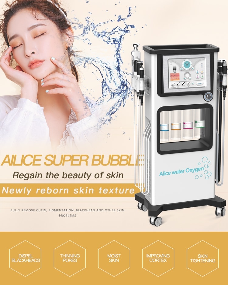 7 en 1 profesional facial hydra dermabrasion Water Peeling Device co2 carbon oxigenación Alice super bubble machine