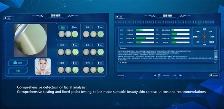 El más nuevo cuidado de la piel 7 en 1 máquina facial de chorro de oxígeno RF azul hielo inteligente