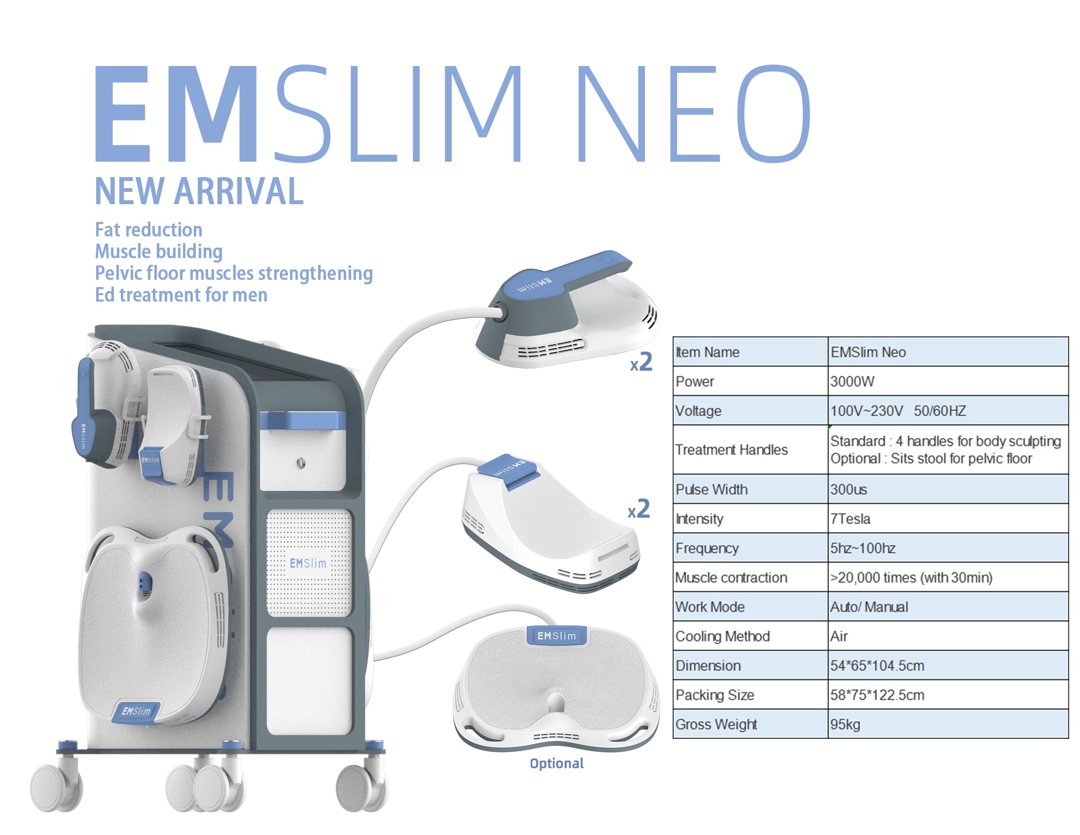 Máquina moldeadora de cuerpo de eliminación de grasa cada vez mayor de 7 músculos Tesla EMS SHIF NEO