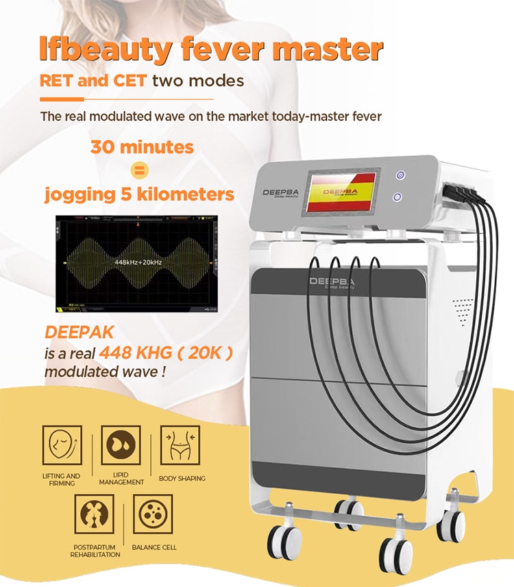 Rotación RF RET 448KHZ Terapia de diatermia Pérdida de peso Adelgazamiento Modelado del cuerpo Máquina de belleza de elevación facial