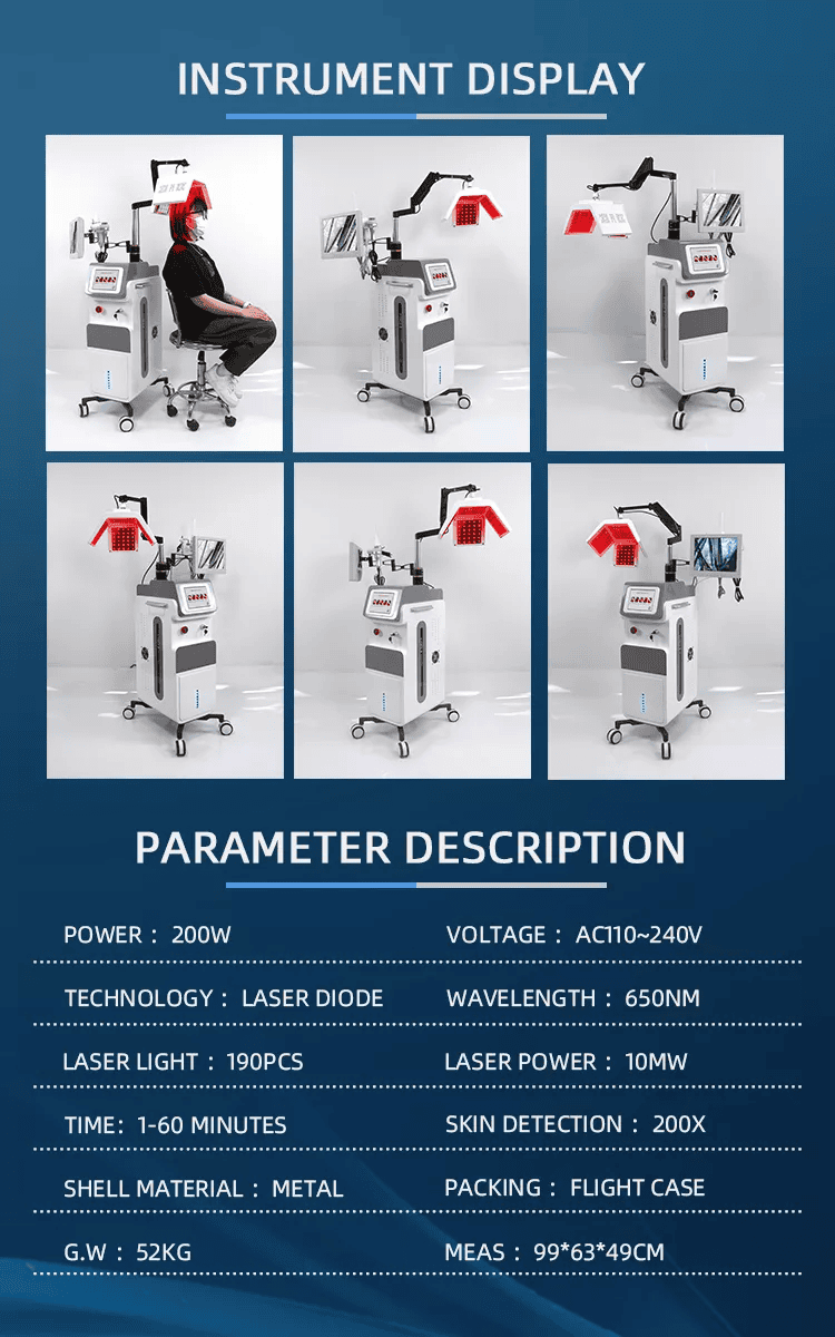 Máquina láser de restauración rápida para el tratamiento de la pérdida de cabello con láser de diodo de 650 nm